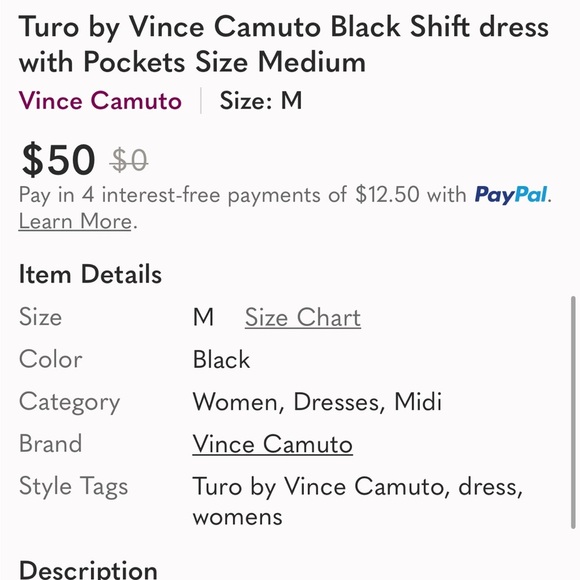 Two by Vince Camuto black dress with pockets size medium - Picture 11 of 12